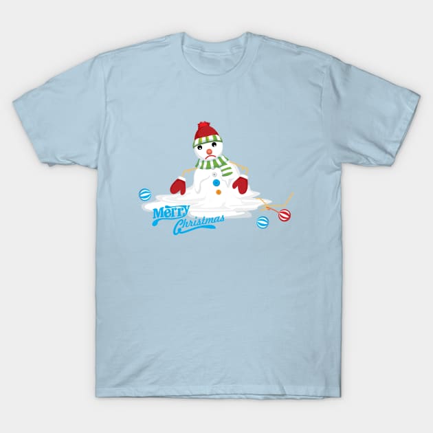 merry christmas melting snowman T-Shirt by gossiprag